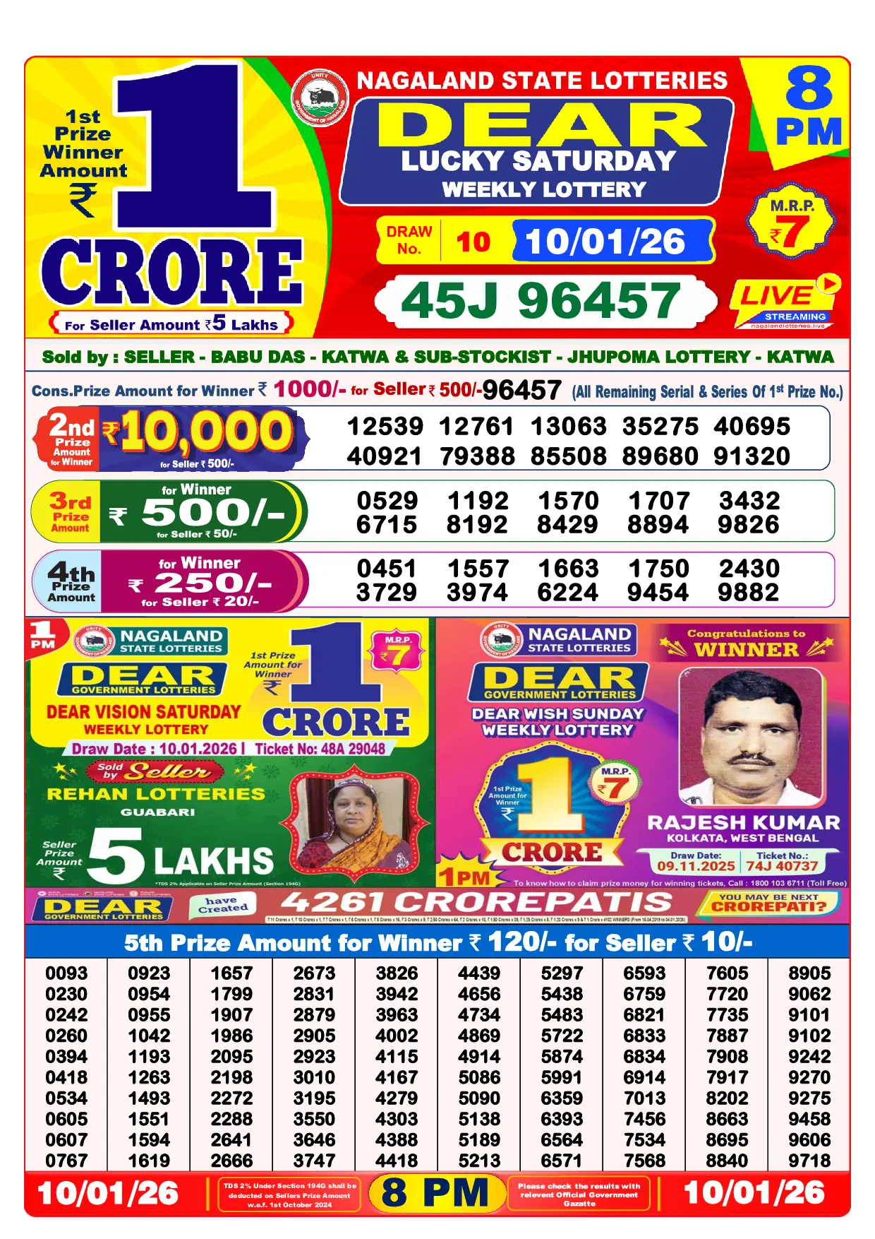 Check Dear Lottery Result Today 8 PM live on lottery.sambad.com.de for winning numbers.